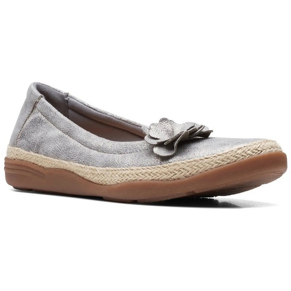 Women’s CLARKS Espradrille Elaina Jade metallic flats- Size 11 - Picture 1 of 9